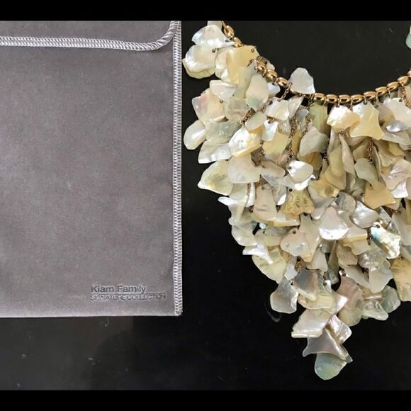 Signed Kiam Family / Lia sophia  Shell Dangle Bib Chain Bead Statement Necklace - Picture 8 of 10